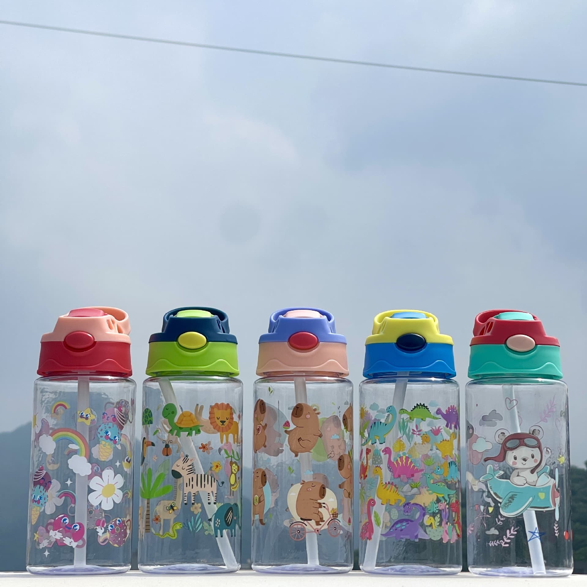 Children's sippy cup, learning drinking cup, leak-proof male and female baby kettle, kindergarten anti-fall cup, primary school student water cup plastic