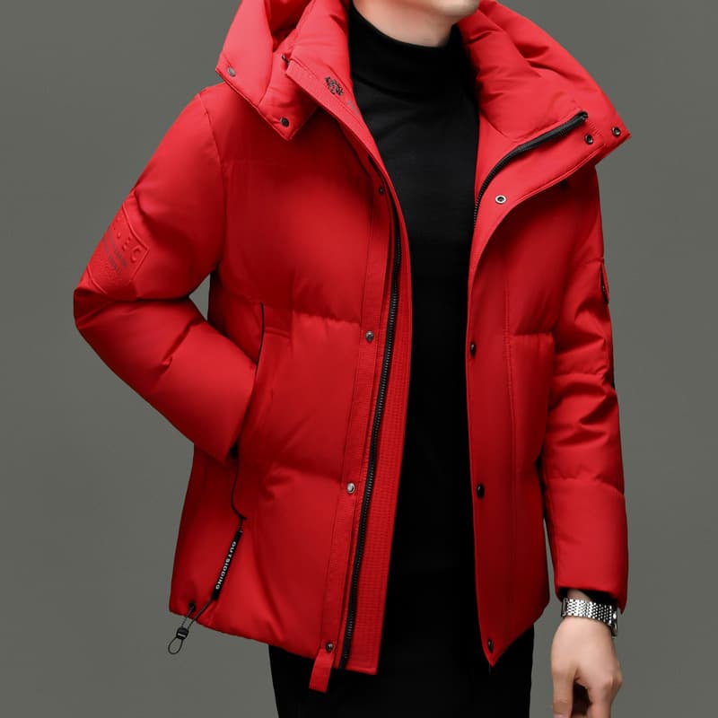 2025 Winter Down Jacket for Men, New Winter Style, Men's White Duck Down Thickened Short Hooded Coat, Middle-Aged Warm Wear