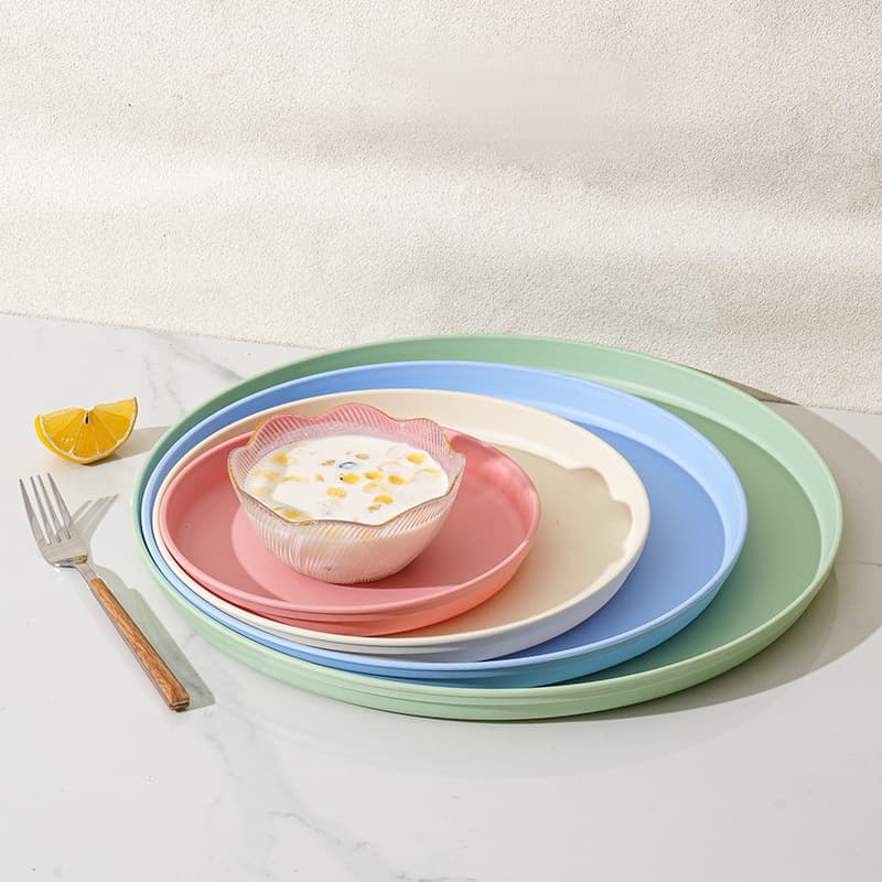 Cross-border thickened plastic tray, round cup holder, fruit plate, creative living room water cup tray, for kindergarten and coffee shop use
