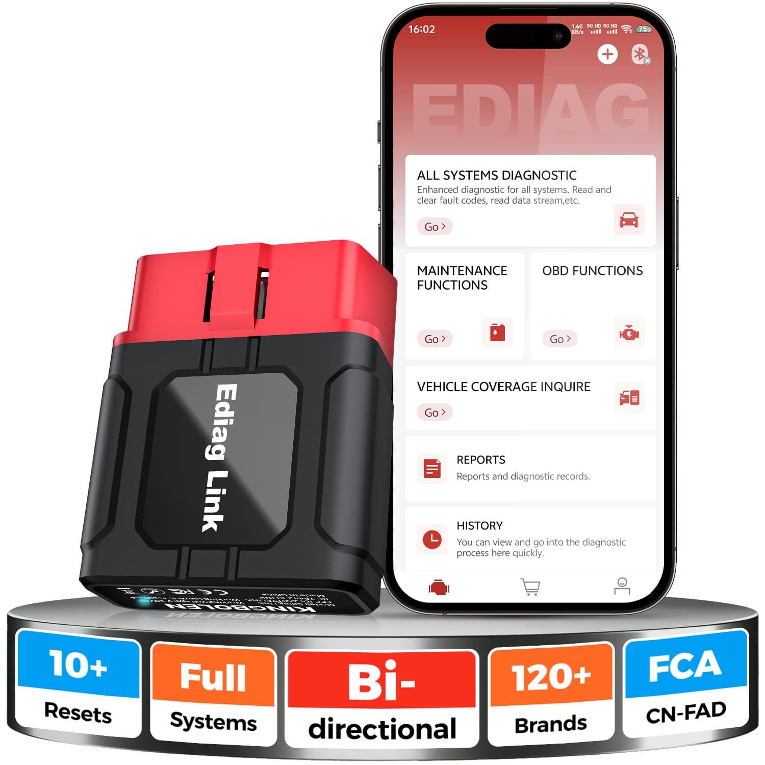 Ediag link automotive fault detector OBD2 multi-language full system basic diagnosis with action test
