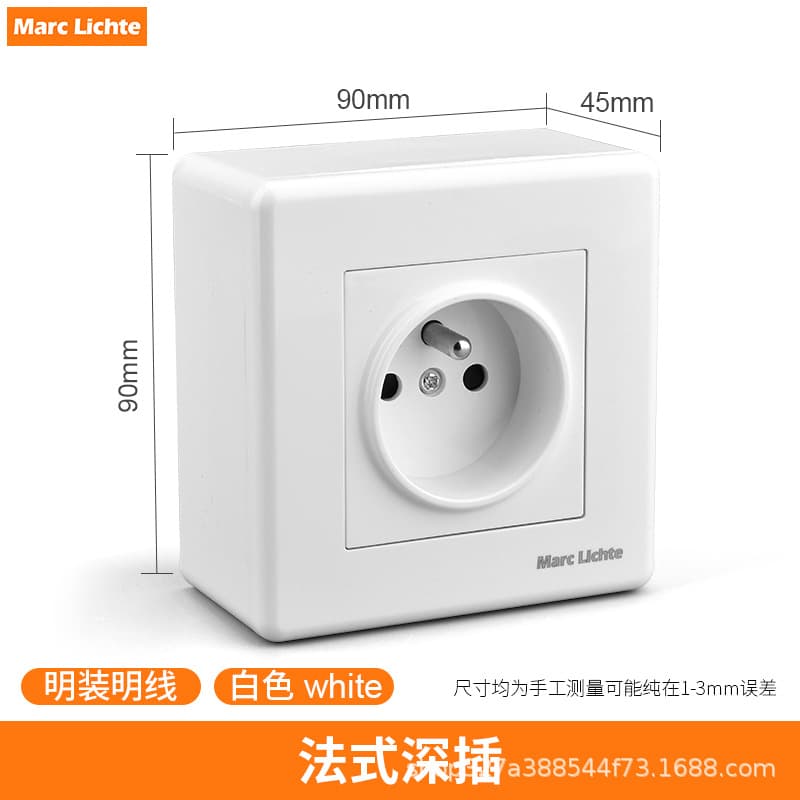 Cross-border surface-mounted German French 13a switch socket concealed one-open French German hole USB fast charging type-c