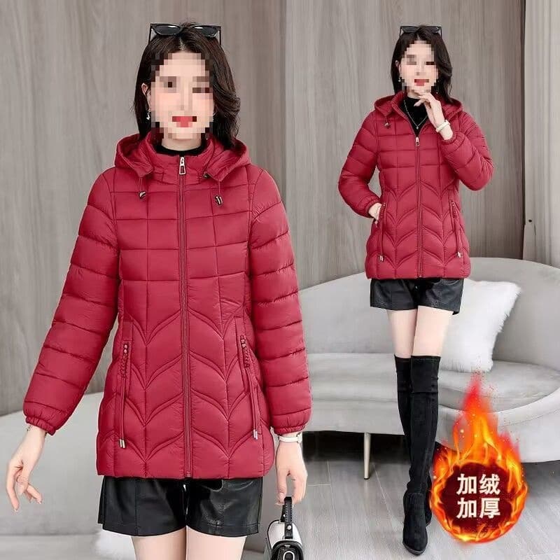 New style women's cotton-padded coat, mid-length, fleece-lined, thickened, slimming, warm winter coat.