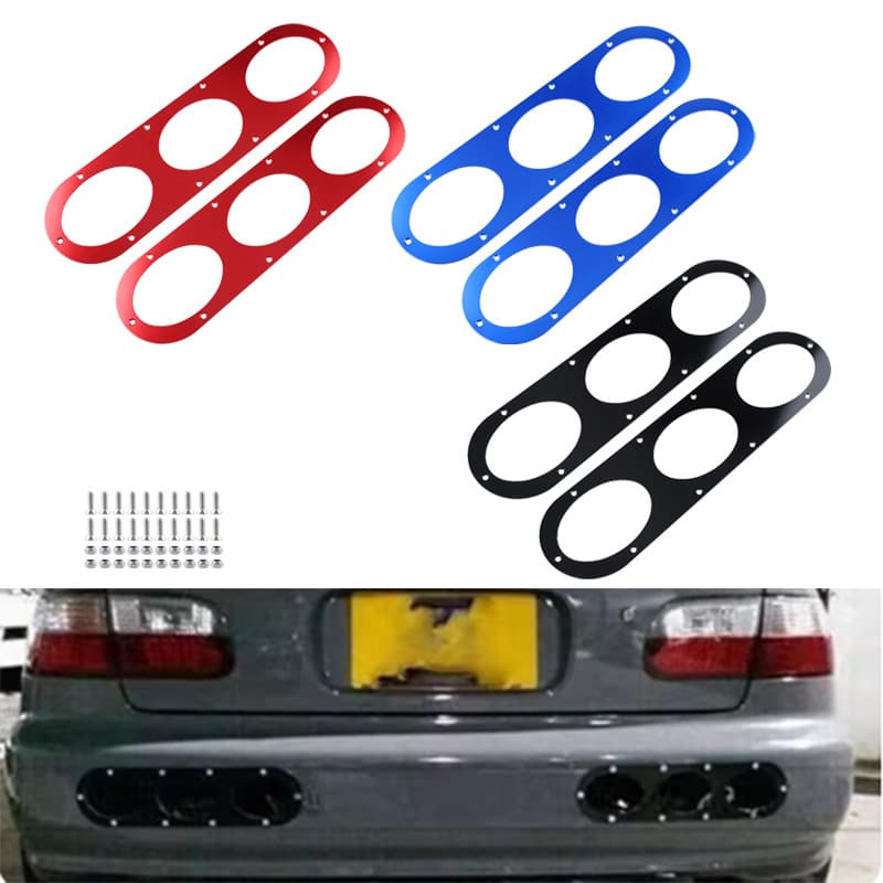 Car Modification Racing Rear Bumper Airflow Exhaust Aluminum Alloy Diffuser Trim Panel Three-Slot Set of Two