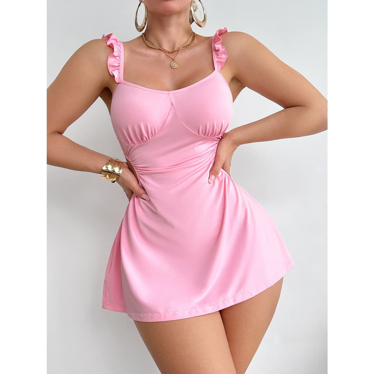 Sexy pajamas, European and American ruffled sexy waistless dresses, hot-selling foreign trade products, factory spot wholesale.