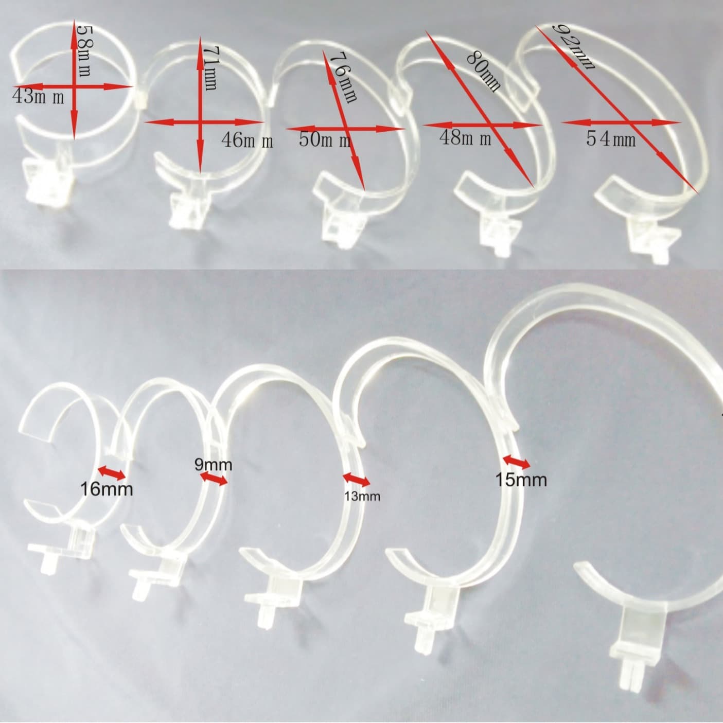 Transparent men's, women's, and children's watch holders, C-ring watch supports, plastic injection molded props, display accessories
