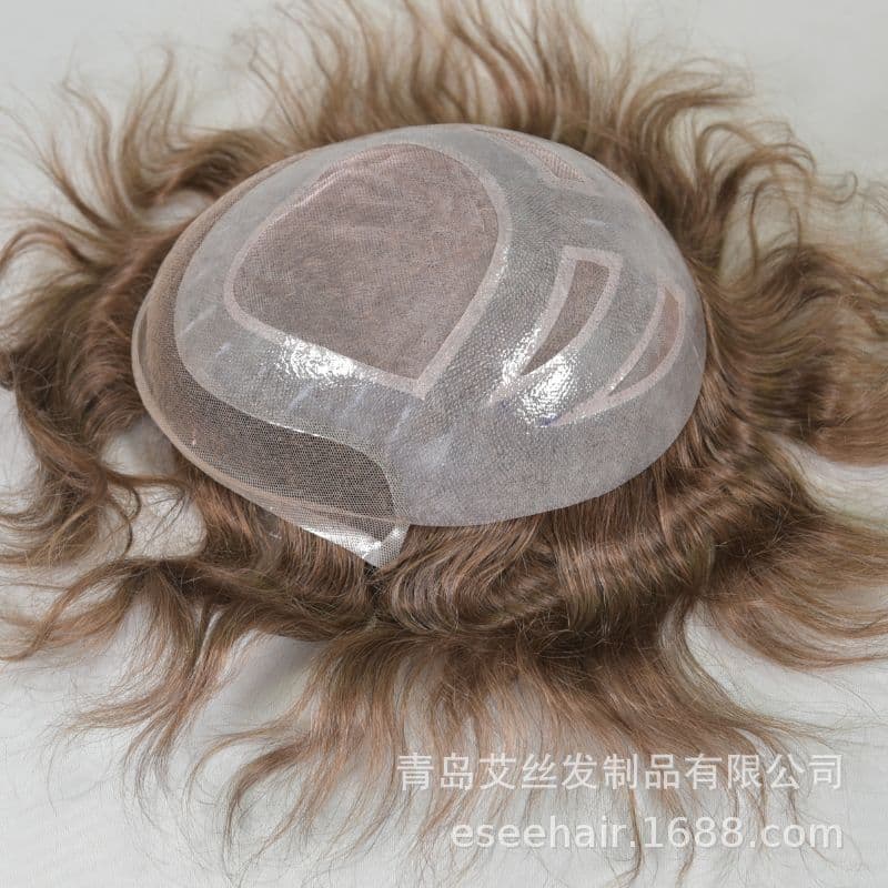 4eyes PU MONO European And American Men's Wig Lace Frontal Wig Realistic False Hair Toupee For Men Current Stock