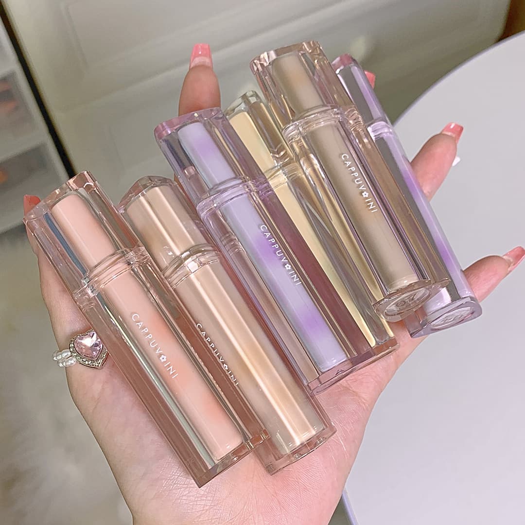 Cappuvini Iced Tea Mirror Lip Glaze Water-Gloss Lip Gloss Lip Triangle Transparent Tube Domestic Lip Gloss Mirror Shine