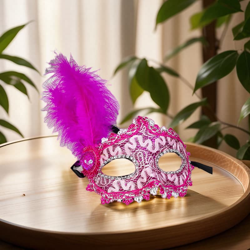 Feather Mask Side Hat Prom Princess Children's Top Hat Half Face Eye Mask Halloween Party Halloween Limited