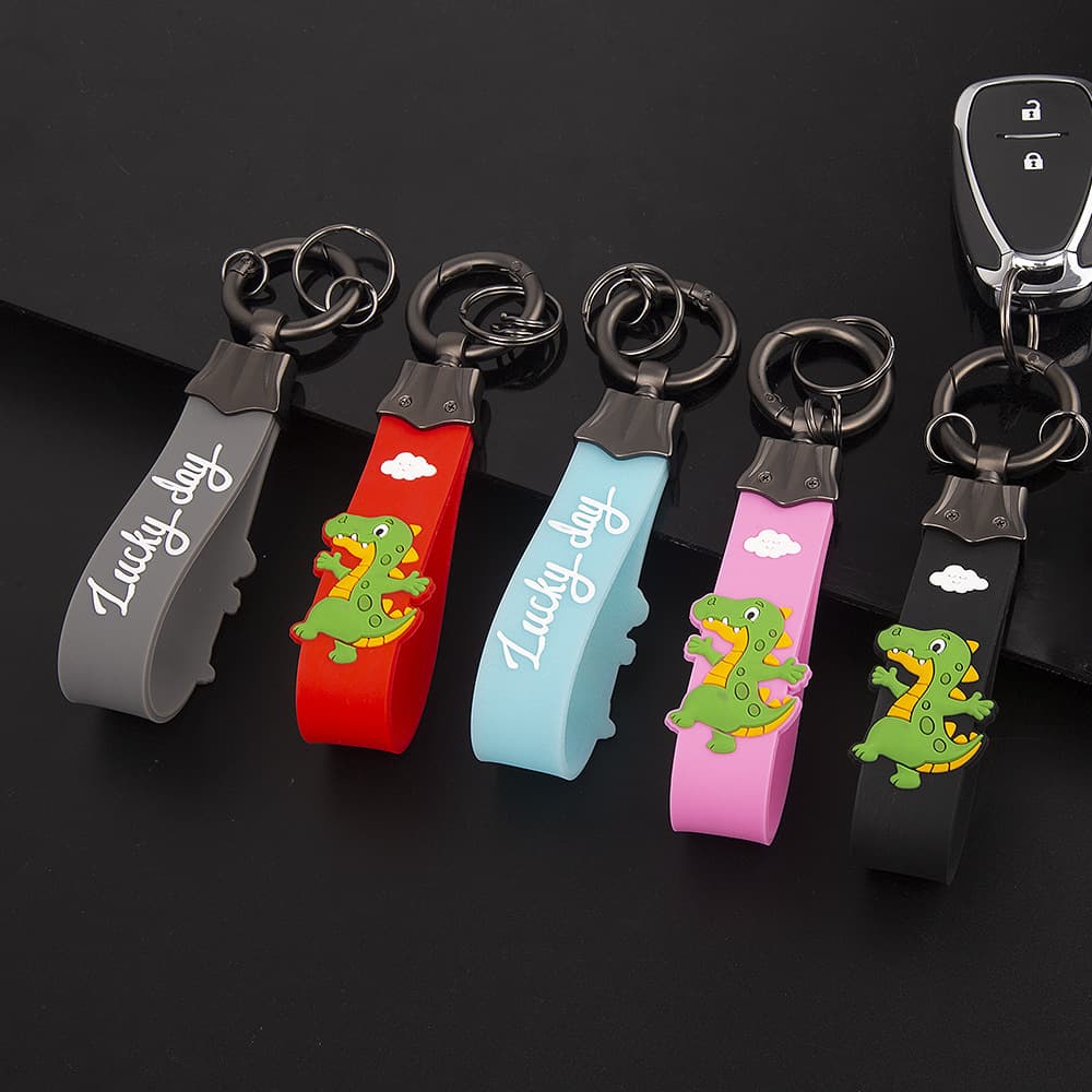 2021 New Arrival Woven Pattern Zen Style Color-block Dinosaur Bracelet Chain Key Accessory Car Keychain Custom Logo