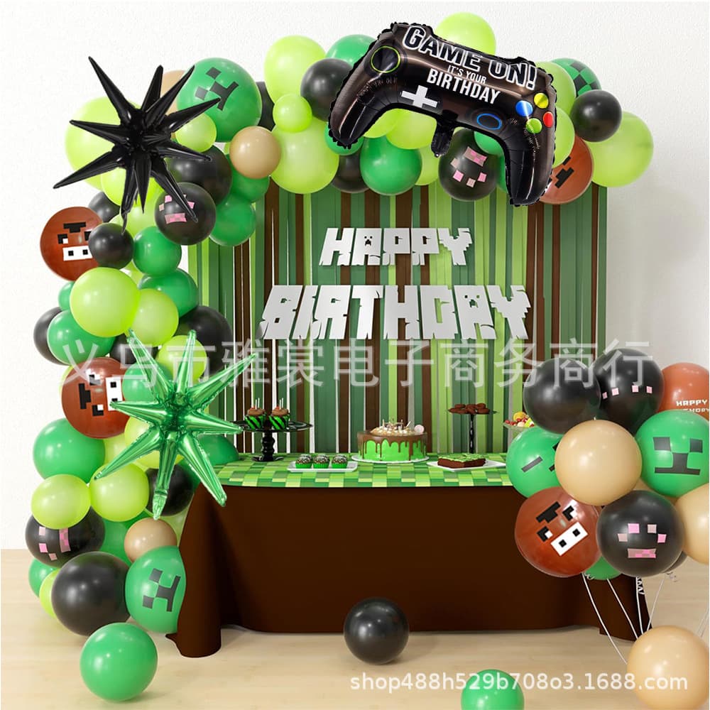 Cross-border Hot Selling Pixel Game Party Party Decoration Minecraft Theme Miner Crafting Set