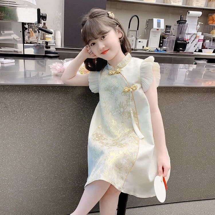 Girls Chinese Style Dress 2026 New Summer Kids Hanfu Cheongsam Princess Summer Dress Girls Hanfu