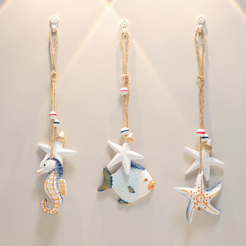 Ocean-themed wall decoration wooden animal hanging string, room decoration, kindergarten children's room background wall hanging
