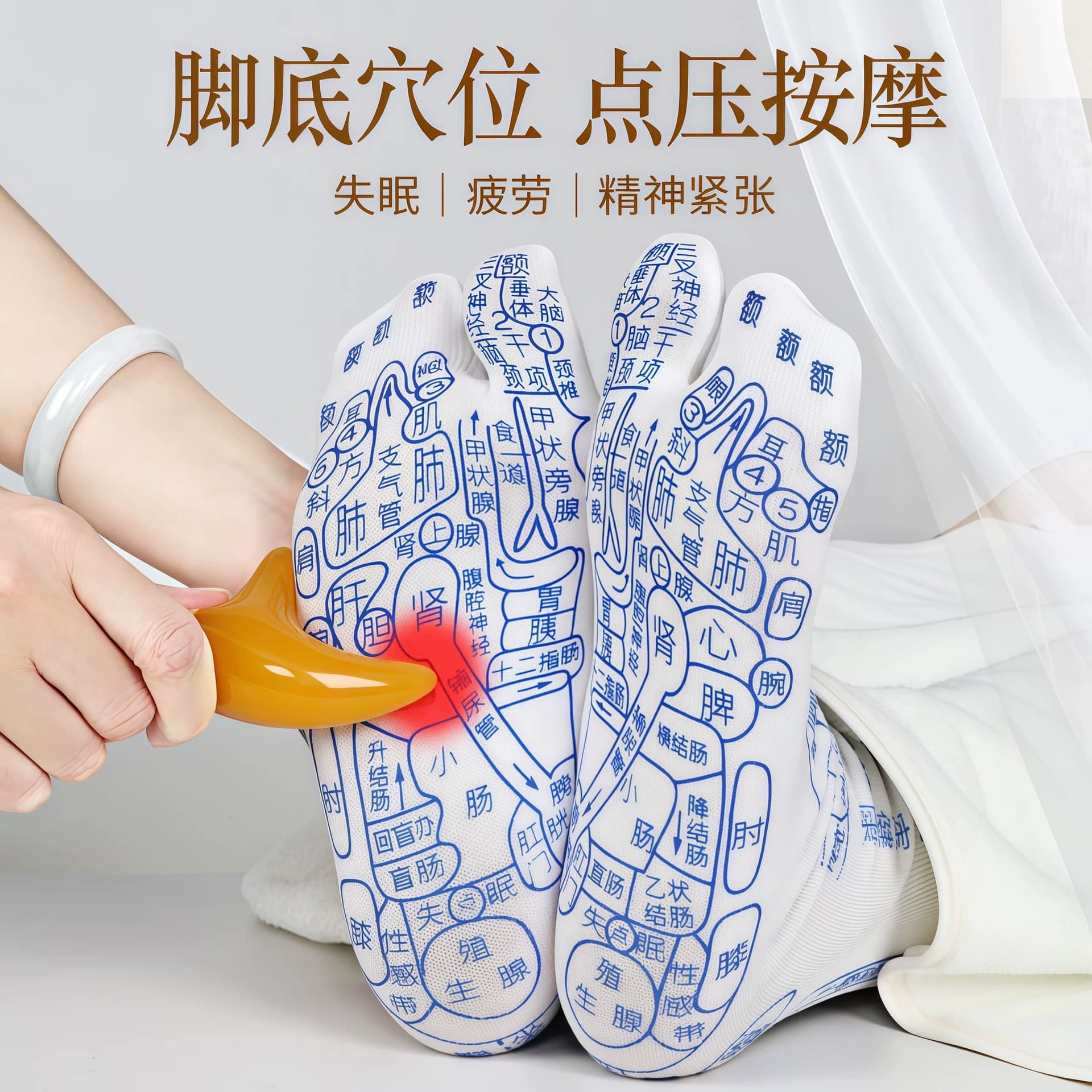 Acupoint Socks with Foot Acupoint Diagram, Reflexology Health Socks, Triangle Acupoint Pen Stick, Coded Massage Health Socks Wholesale