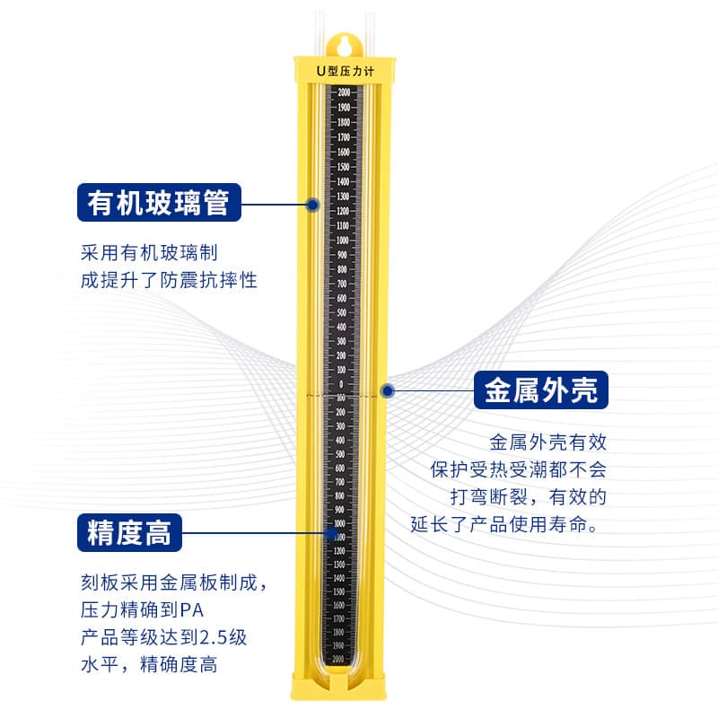 Alloy acrylic U-shaped pressure gauge, liquid water column gauge, differential pressure gauge, coal mine natural gas pipeline gas detection