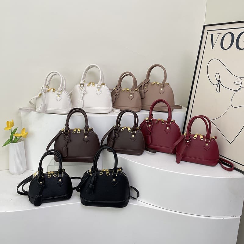 Cross-border Women's New Fashion Retro Lychee Pattern Handbag Popular Stylish Shoulder Crossbody Shell Bag