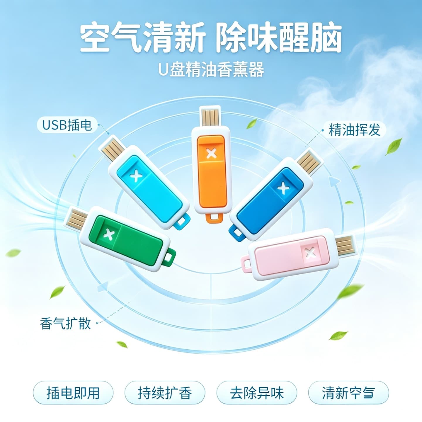 USB Car Aromatherapy Diffuser Novelty Electronic Air Freshener Scent Diffuser OPP Packaging 838 Gift