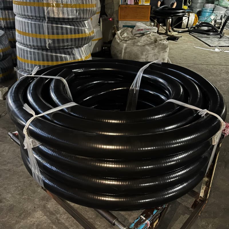 PVC black steel wire hose, large-diameter industrial hose for oil suction and slag transport, anti-aging PVC hose