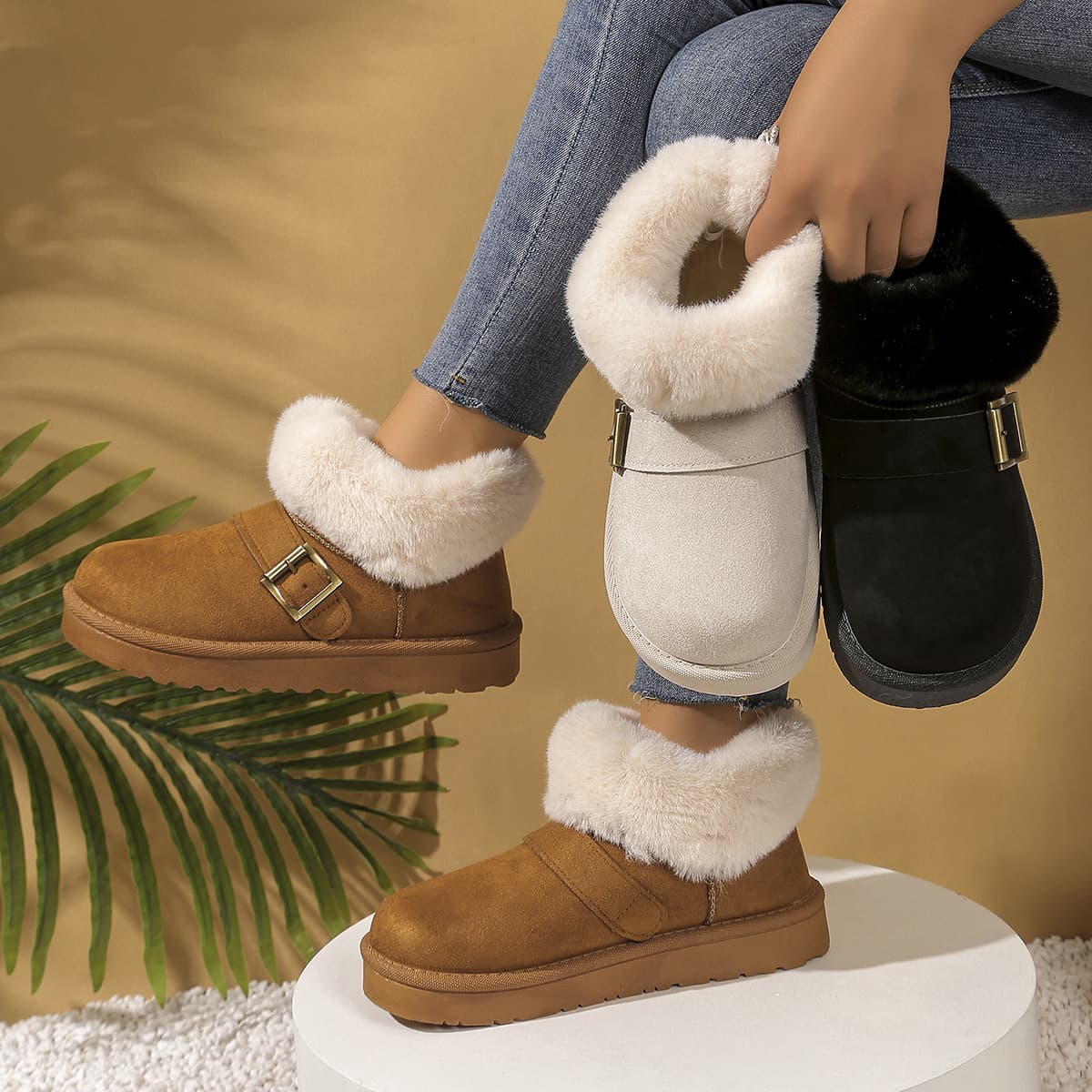 Cross-border foreign trade large size thick-soled snow boots for women 2026 winter new fashion casual one-leg short snow boots
