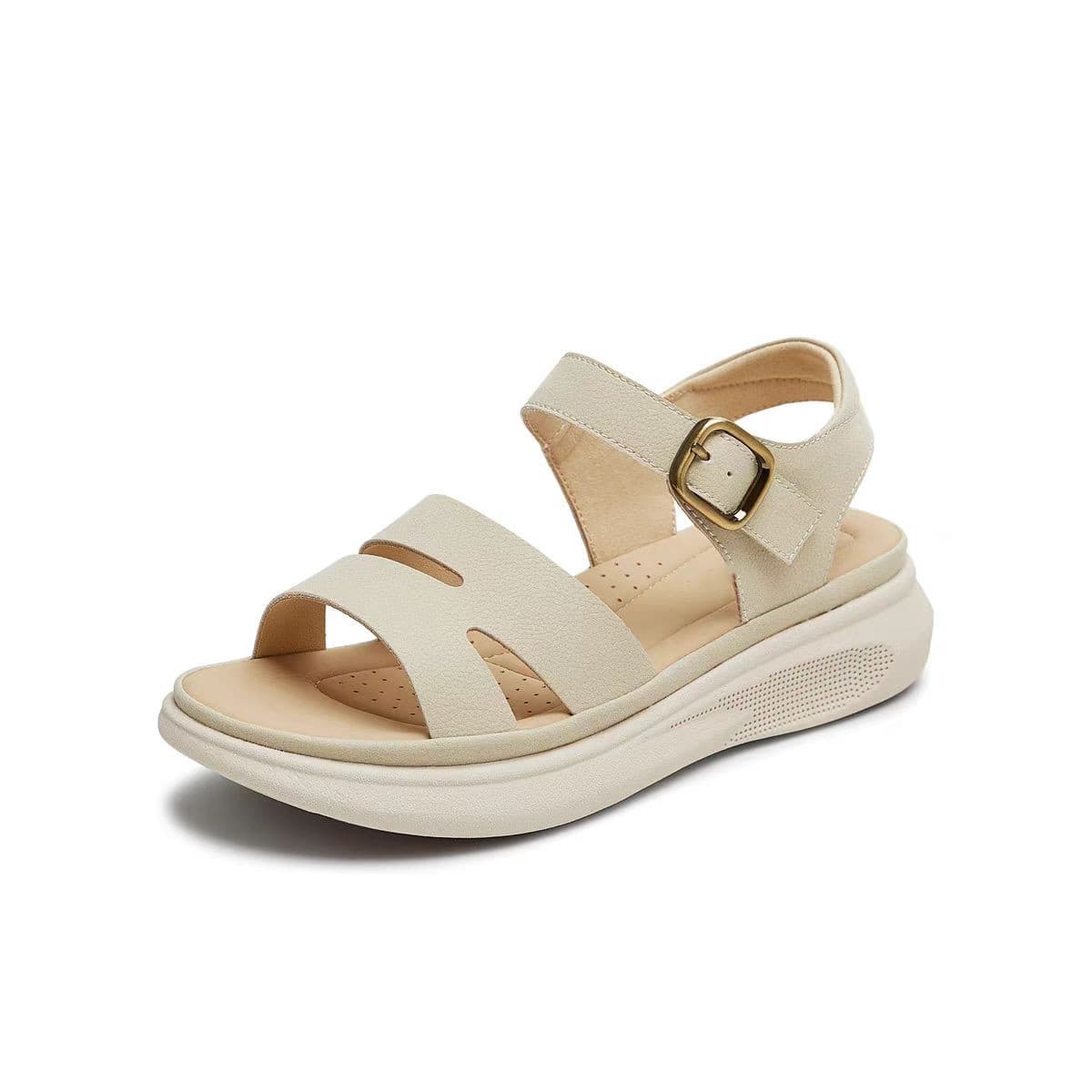 Fashionable Platform Sandals for Women, New Genuine Leather Soft Sole Casual Summer Versatile Lightweight Thick-Soled Women's Sandals
