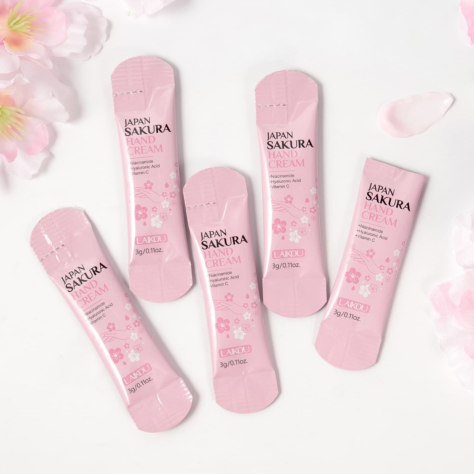 Cross-border Laikou Cherry Blossom Hand Cream 3g Single Sheet Fragrance Portable Moisturizing Mini Travel Size In Stock