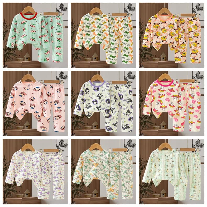 Kid's Pajamas 2026 Children's Sleepwear Casual Autumn Full-Pattern Long-Sleeve Top and Pants Home Wear