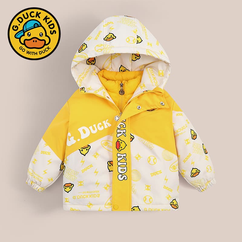 Little Yellow Duck Children's 3-in-1 Jacket Autumn/Winter Quilted Down Coat Boys Girls Waterproof Kids Two-Piece Set