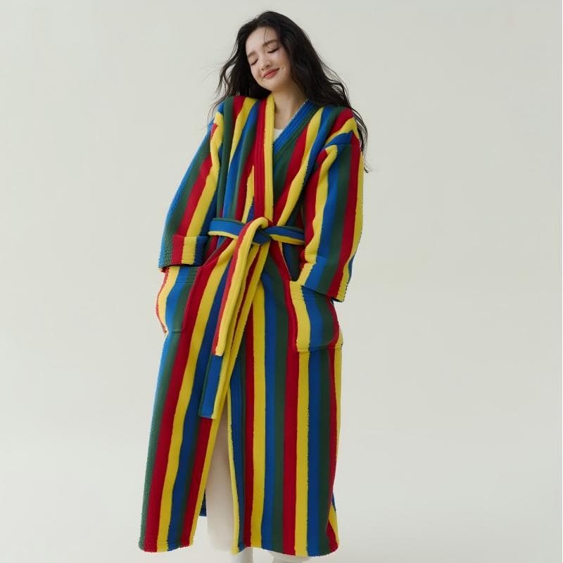 In-Stock Autumn and Winter New Coral Fleece Thickened Soft Fleece Men's and Women's Bathrobes, Extra-Long Bathrobes, Couple Pajamas, Anti-Static