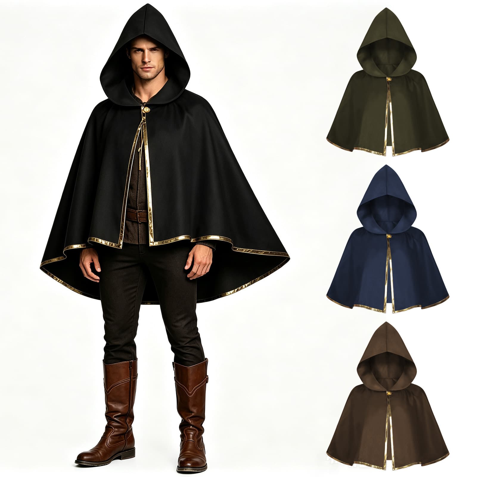 Amazon cross-border European and American medieval robes Halloween medieval costume stage role play multi-color cloak