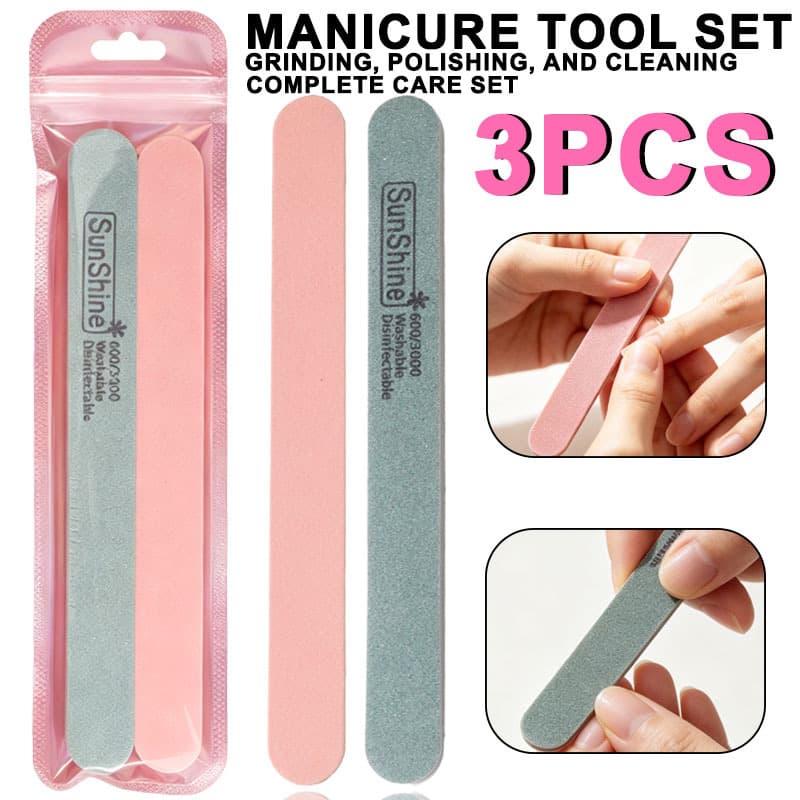 Cross-border popular manicure tool sponge sponge with two sides, long round sponge, nail sanding strip, sponge strip, polishing strip