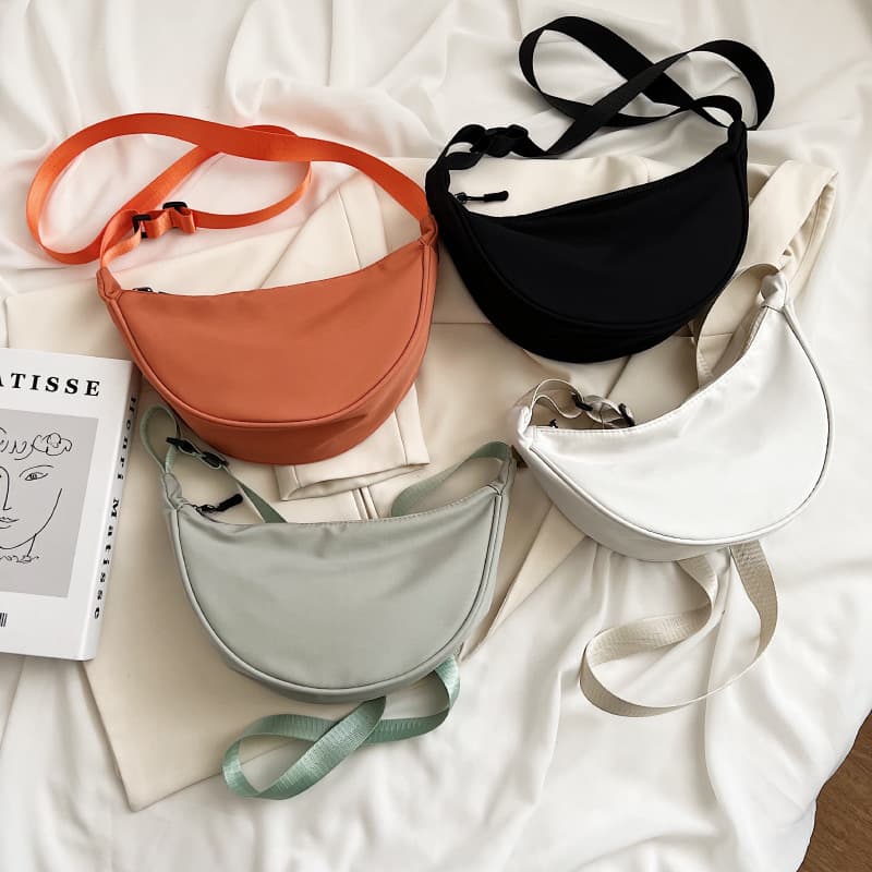 Nylon Crossbody Bag for Women 2026 New Trendy Dumpling Bag Lightweight Small Bag Underarm Bag Simple Canvas Shoulder Bag