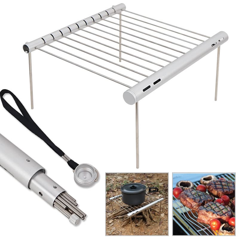 Outdoor Stainless Steel Pipe BBQ Grill Stand Portable Stove BBQ Rack Household Charcoal Assembly Barbecue Tools