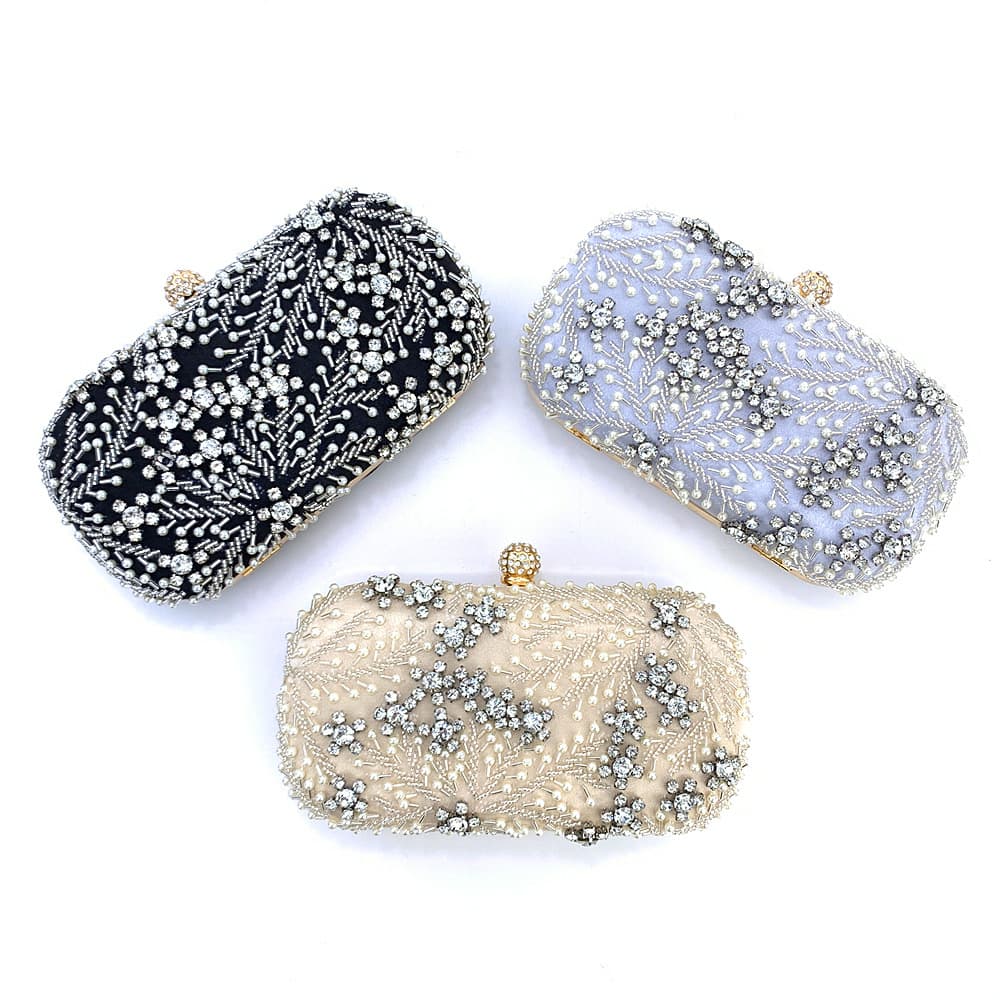 2023 Chaozhou Hengmei hand-held evening bag handmade bead embroidered bag ladies cross-border evening bag clutch bag
