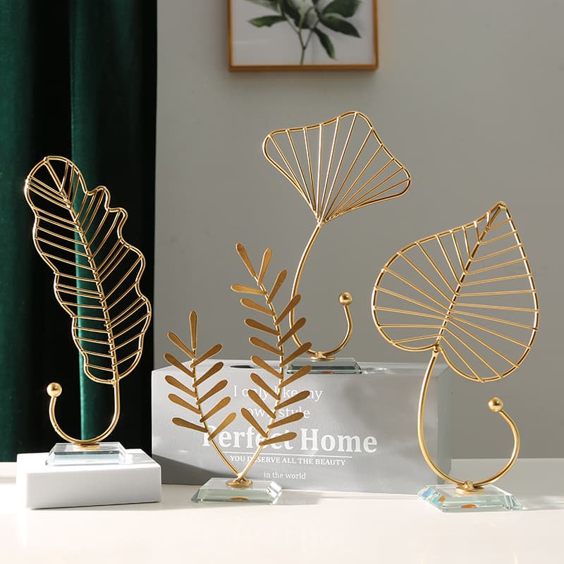 Nordic office desktop decorations leaf-shaped ginkgo leaf ornaments home entrance TV cabinet wine cabinet decoration