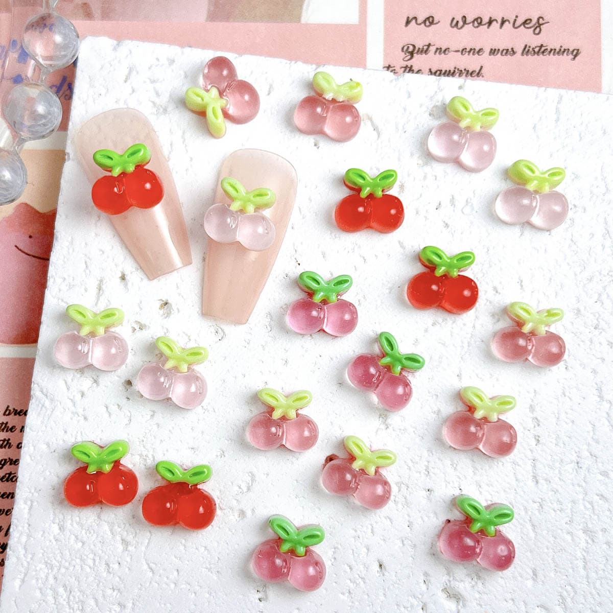 Cute Cherry Nail Art Accessories Gradient Fresh Trendy Popular Summer Nail Decoration Materials DIY