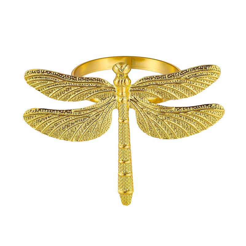 Cross-Border New Dragonfly Napkin Rings, Hotel Western Restaurant Metal Dragonfly Napkin Holders, Factory Wholesale
