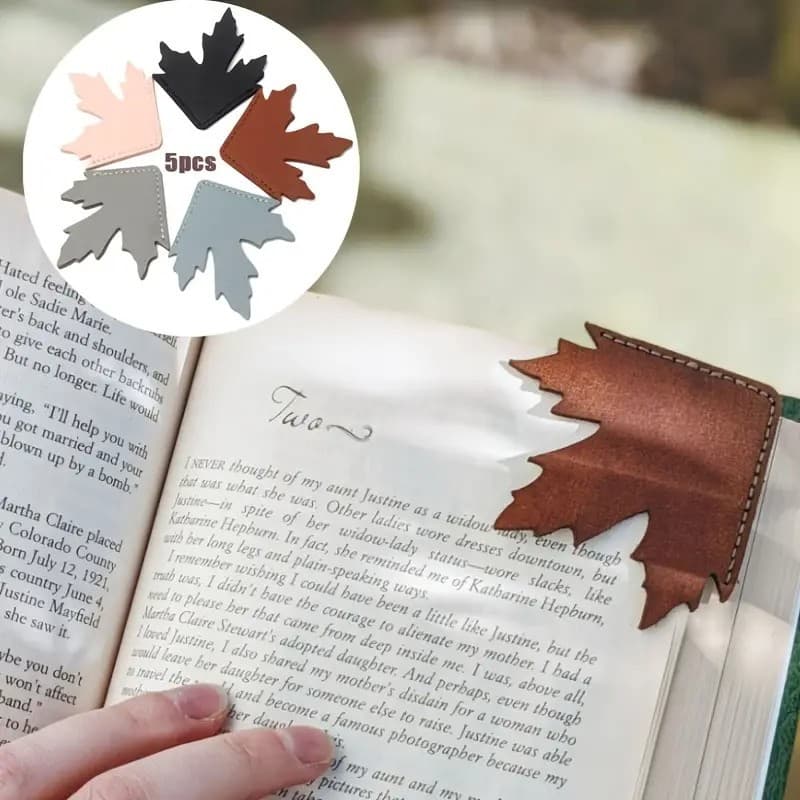 Amazon Hot Selling Vintage Leather Maple Leaf Shape Bookmark Creative Student Textbook Page Divider Book Corner Bookmark