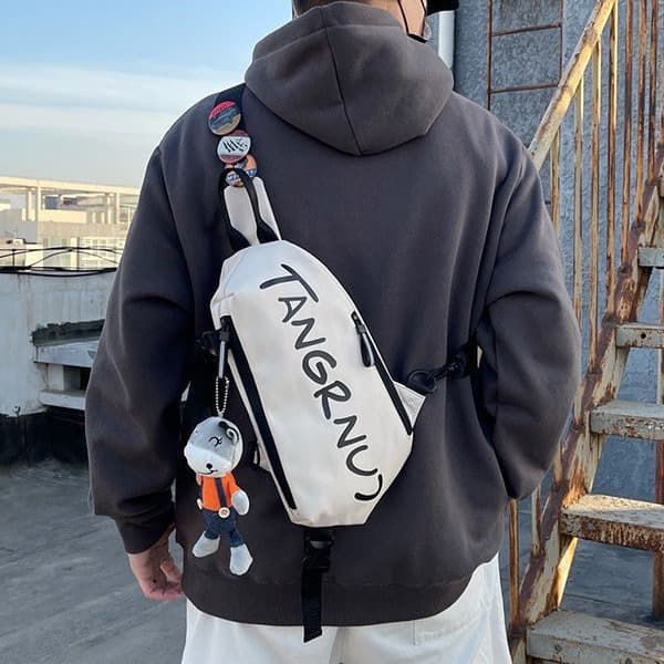 Men's Chest Bag, Fashionable Trendy Brand Single Shoulder Crossbody Bag, Men's Casual Sports Large Capacity Bag, Female Student Japanese Style Small Crossbody Bag
