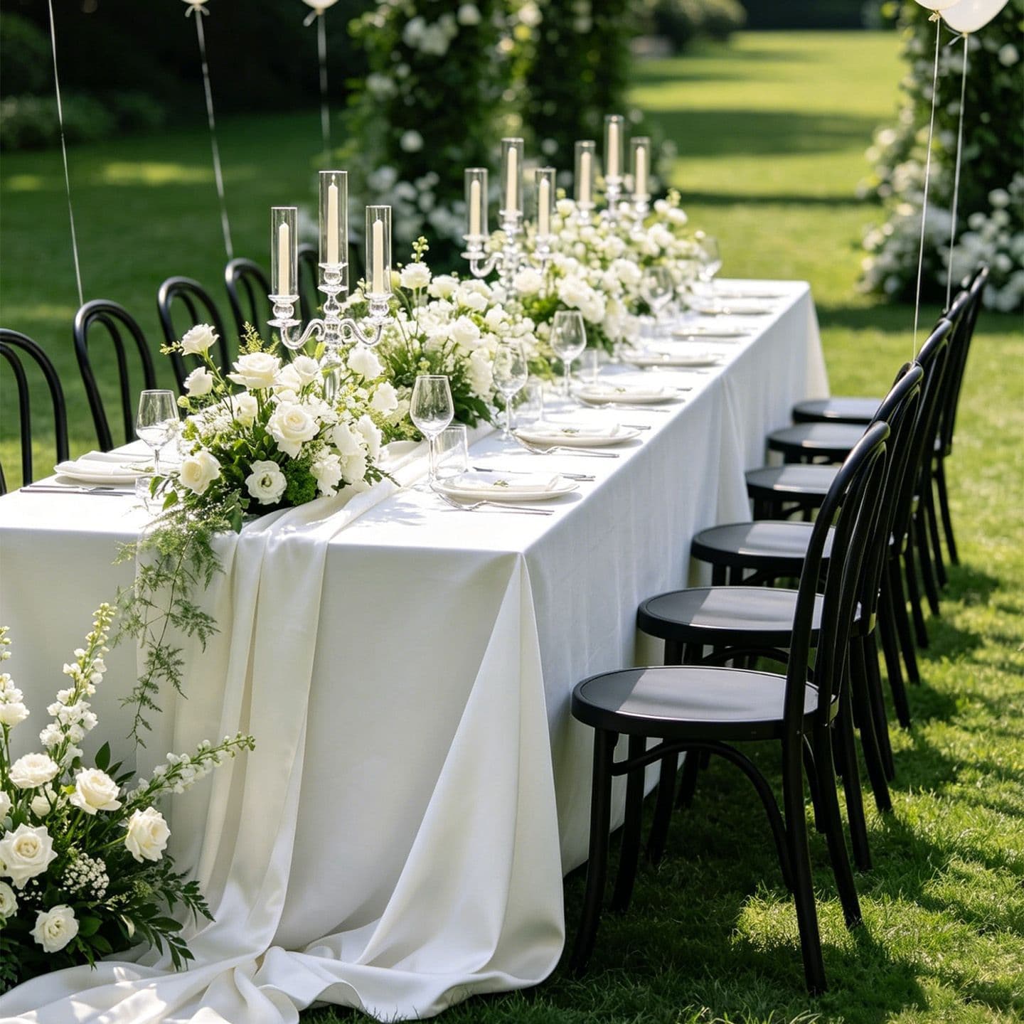 Outdoor Wedding Tablecloth 2026 New Light Luxury High-End Pure White Dessert Table Special Display Tablecloth Rectangular