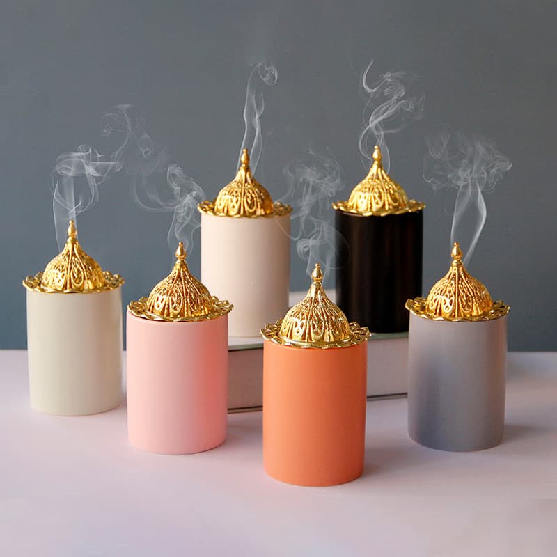 Colorful Ceramic Gold Metal Incense Burner, Modern Minimalist Aromatherapy Burner, Middle Eastern Arabian Festival Incense Burner