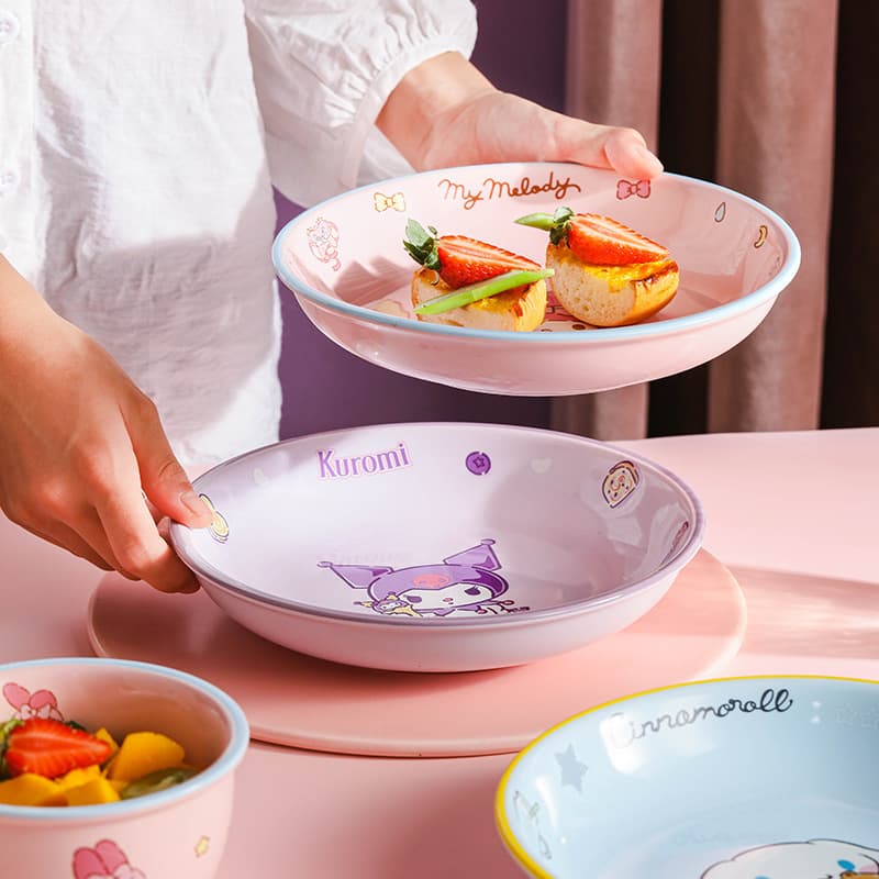 Sanrio ceramic plate household large plate cute round plate children's tableware color cartoon dinner plate meal special plate