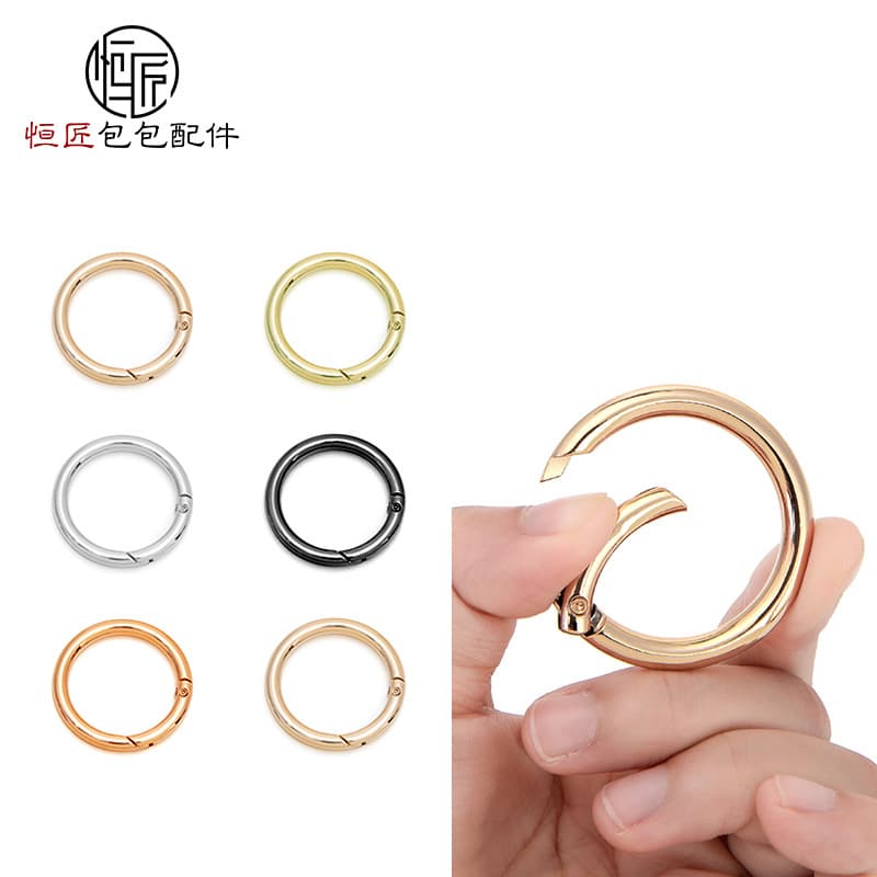 Bag accessories ring buckle repair metal buckle open spring ring keychain hook hardware accessories metal clasp