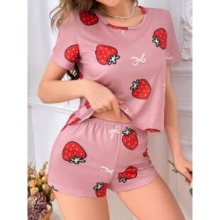 Cross-border European and American style casual women's pajamas summer new short sleeve T-shirt and shorts loungewear pajamas in stock