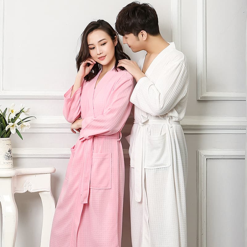 Nightgown Couple Waffle Men's and Women's Cotton Bathrobe Japanese Bathrobe Couple Pajamas