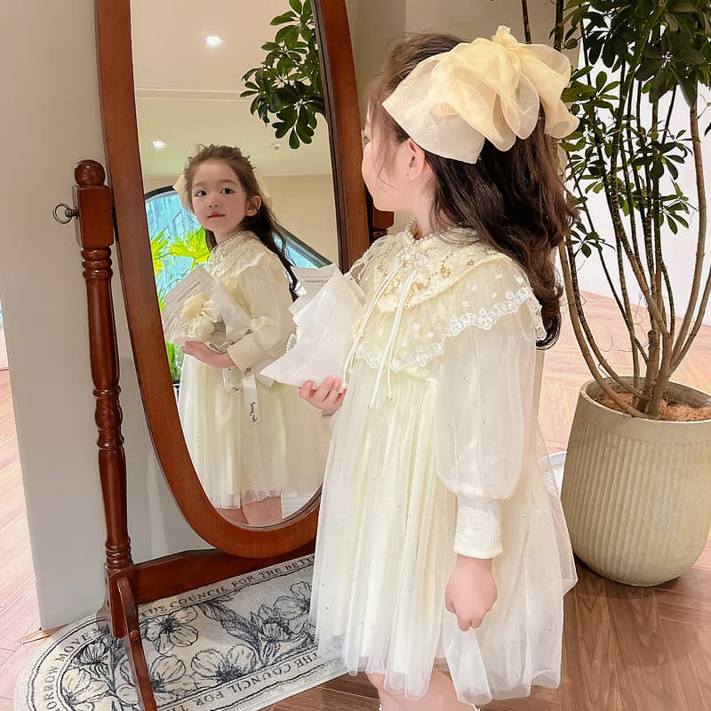 Girls' Dress Spring Autumn 2026 New Style Chinese Style Children's Mesh Tutu Princess Gown