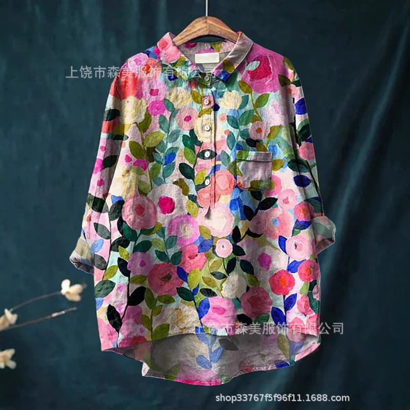 Cross-Border 2024 Summer Women's New Amazon Aliexpress Loose Printed Round Neck Casual Plus Size Women's T-Shirt