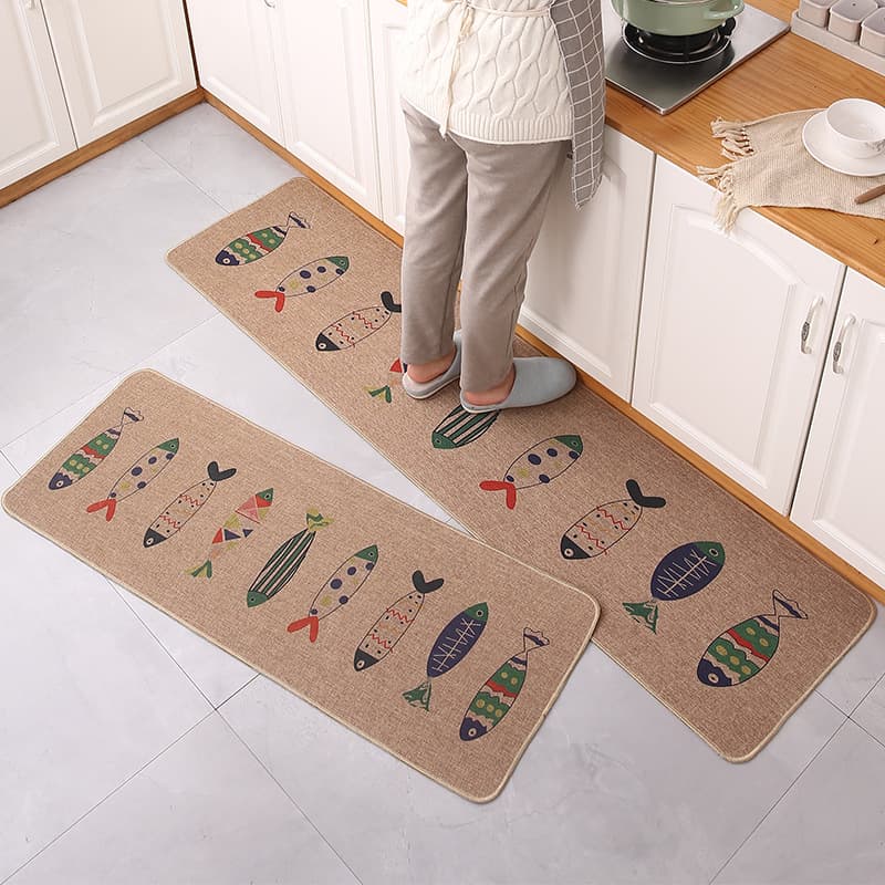 Linen Rubber Water and Oil Absorbent Kitchen Mat, Bathroom Non-Slip Absorbent Foot Mat, Easy to Clean, Entrance Door Mat Wholesale