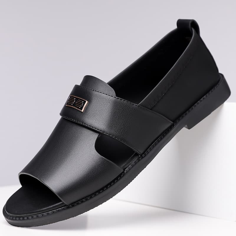 Men's Sandals 2025 Summer New Breathable Hollow Hole Sandals Casual Soft Sole Leather Shoes Drop Shipping