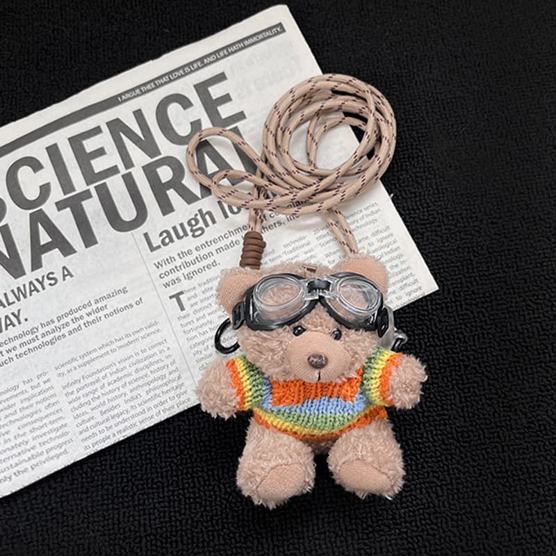 Brown Bear Sweater Phone Case Back Clip Crossbody Strap Cute Plush Toy Phone Charm Phone Chain