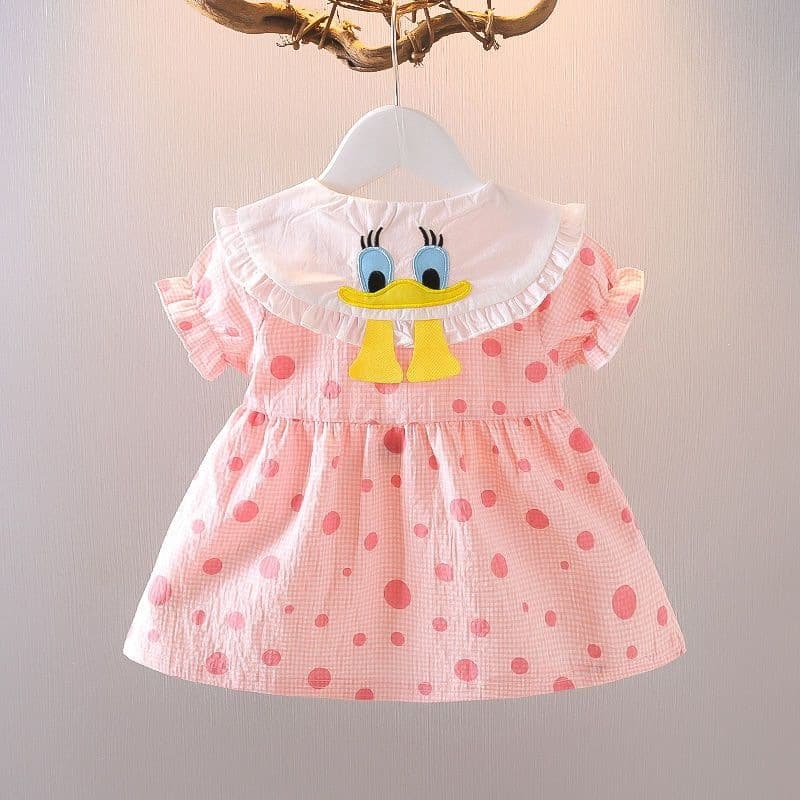 Girls Cartoon Dress Baby Short Sleeve Princess Dress 2022 Summer New Little Girl Fashionable Polka Dot Dress