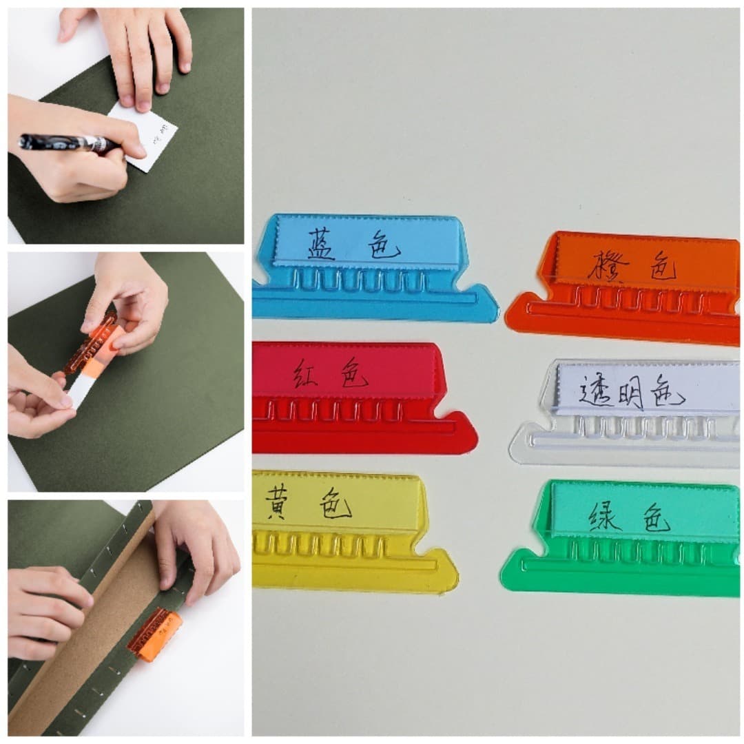 Index Transparent Mixed Color PVC Label Clips Storage PVC Soft Tooth Card Clips Transparent Mixed Color Label Clips